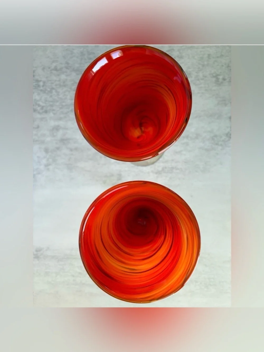 Pier 1 Red Twist Water/Wine Goblets-Hand Blown-Set of 2